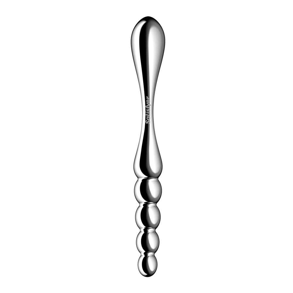 Satisfyer Star Force 1 -  Steel 21 cm Dildo showcasing its smooth, beaded structure for enhanced pleasure.
