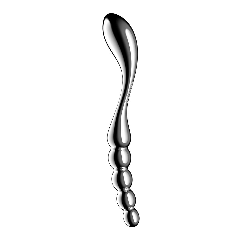 Satisfyer Star Force 1 -  Steel 21 cm Dildo featuring an S-shaped, double-sided design for enhanced pleasure.