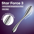 Satisfyer Star Force 3 -  Steel 27 cm Dildo featuring durable stainless steel design for hot and cold temperature play.
