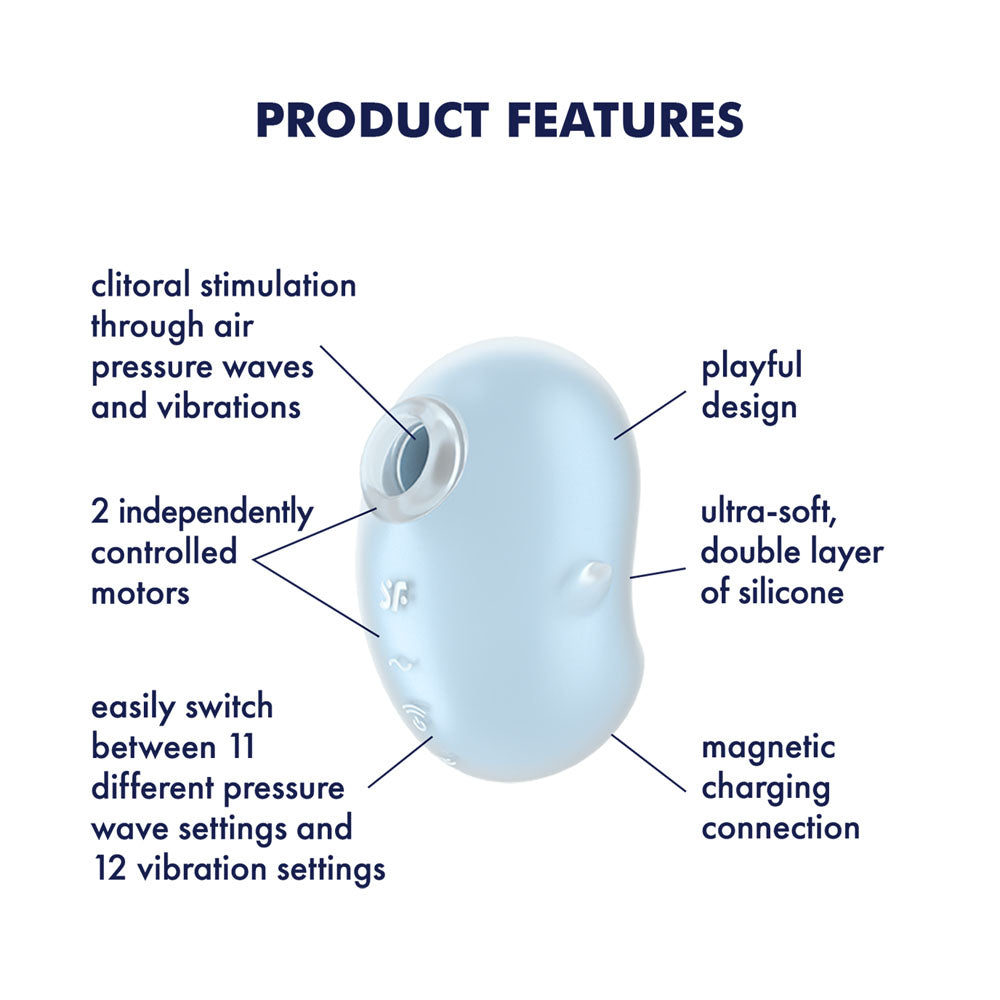 Satisfyer Cutie Ghost -  -  USB Rechargeable Air Pulse Stimulator features clitoral stimulation, dual motors, and soft silicone design.