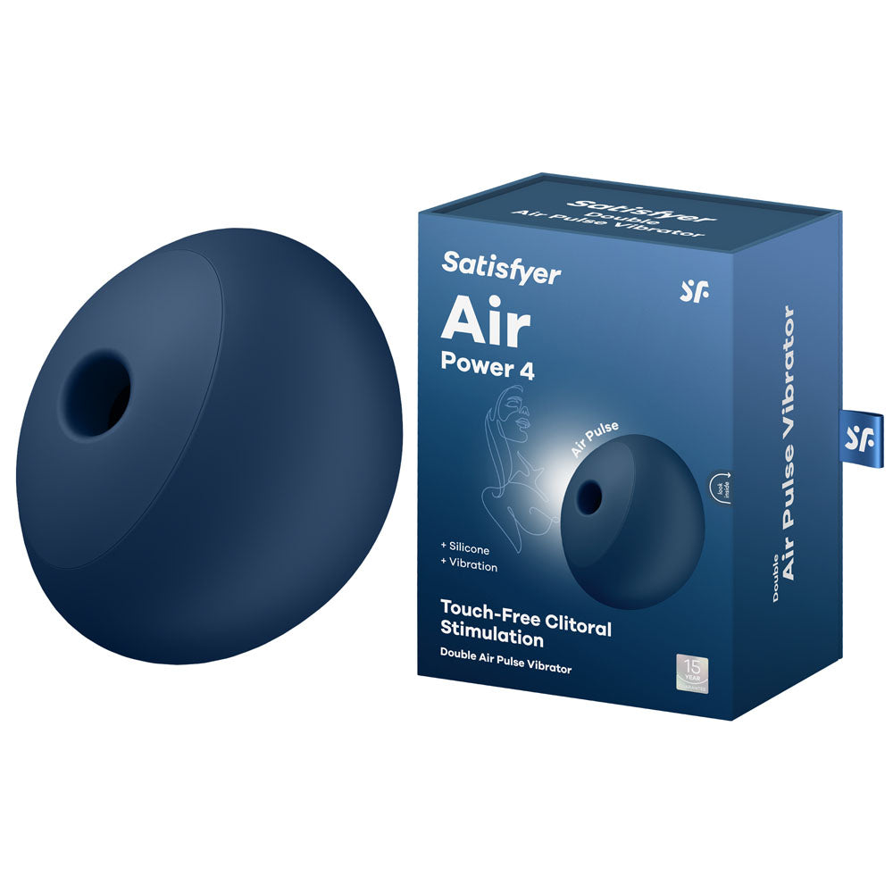 Satisfyer Air Power 4 - Navy USB Rechargeable Air Pulse Stimulator, touch-free clitoral stimulation, double air pulse vibrator.