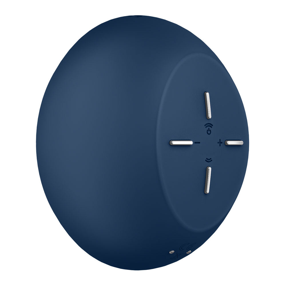 Satisfyer Air Power 4 - Navy USB Rechargeable Air Pulse Stimulator close-up view, showcasing control buttons.