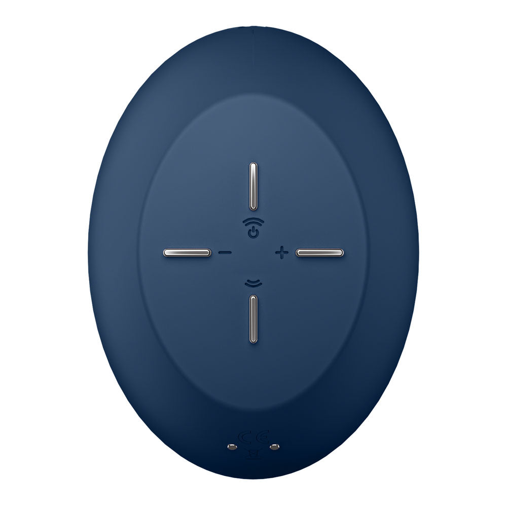 Satisfyer Air Power 4 - Navy USB Rechargeable Air Pulse Stimulator top view showing buttons and design.