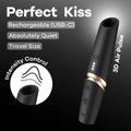 Satisfyer Perfect Kiss -  USB Rechargeable Air Pulse Stimulator features travel size, intensity control, and quiet operation.