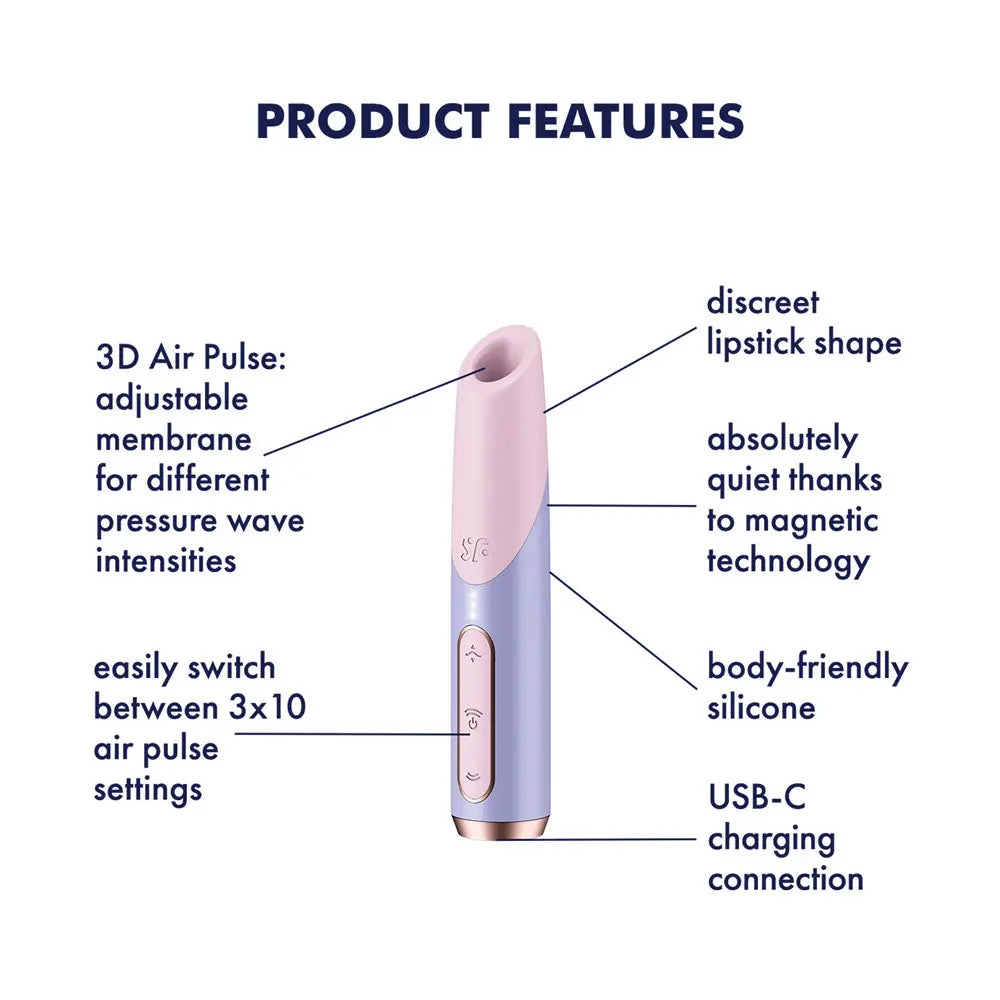 Satisfyer Bold Kiss -  USB Rechargeable Air Pulse Stimulator Satisfyer Discreet Intimate Essentials.