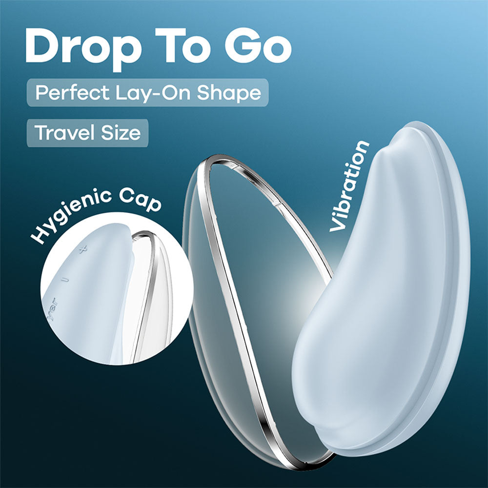Satisfyer Drop To Go -  -  USB Rechargeable Clitoral Stimulator with hygienic cap and perfect lay-on shape.