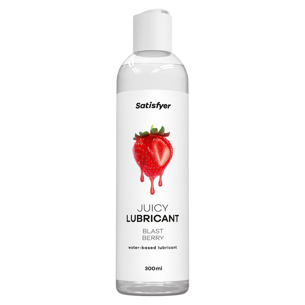Satisfyer Juicy Lubricant 300 ml Blast Berry - Strawberry Scented Water Based Lubricant - 300 ml Bottle.