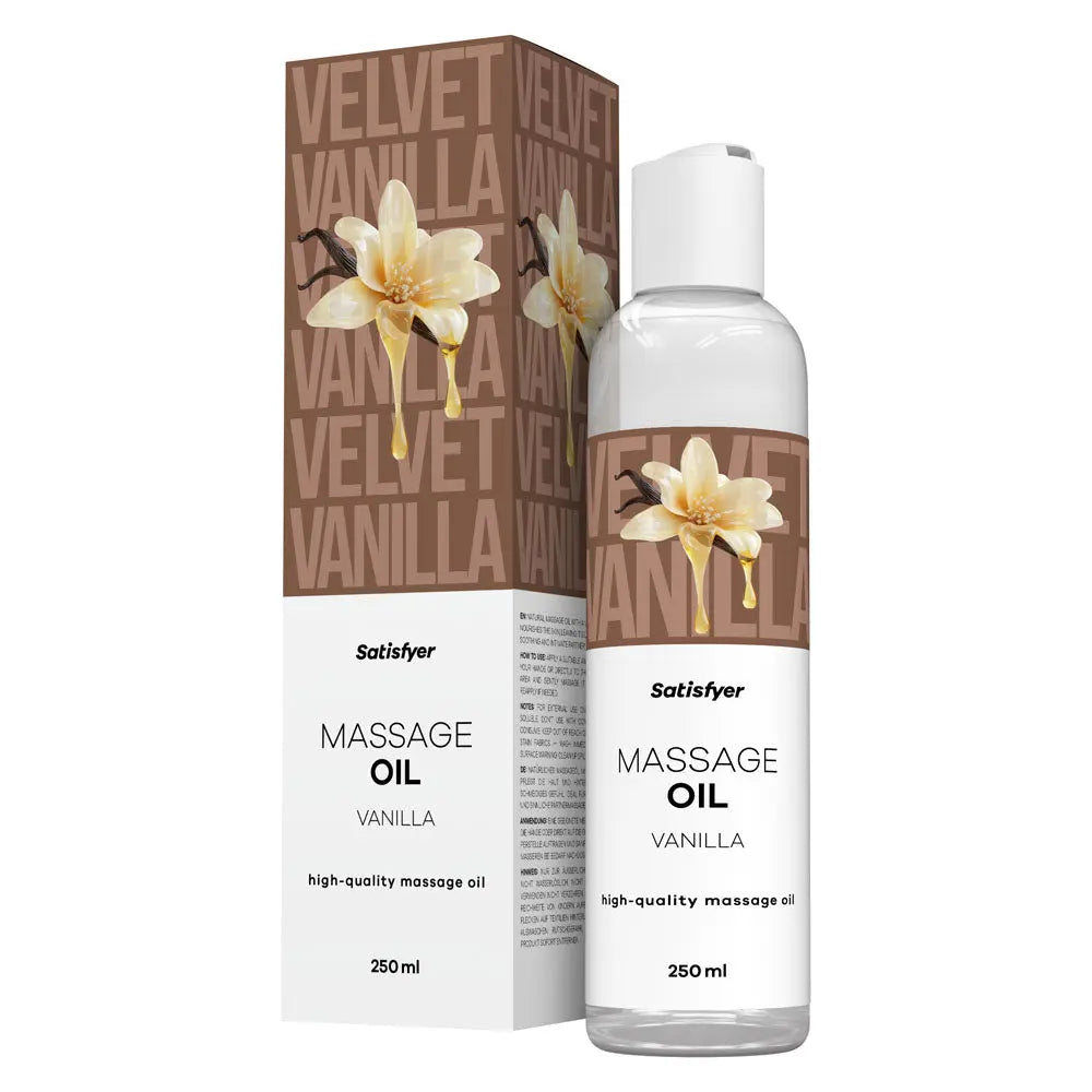 Satisfyer Massage Oil 250 ml Vanilla - Vanilla Scented Massage Oil - 250 ml Bottle Satisfyer Discreet Intimate Essentials.
