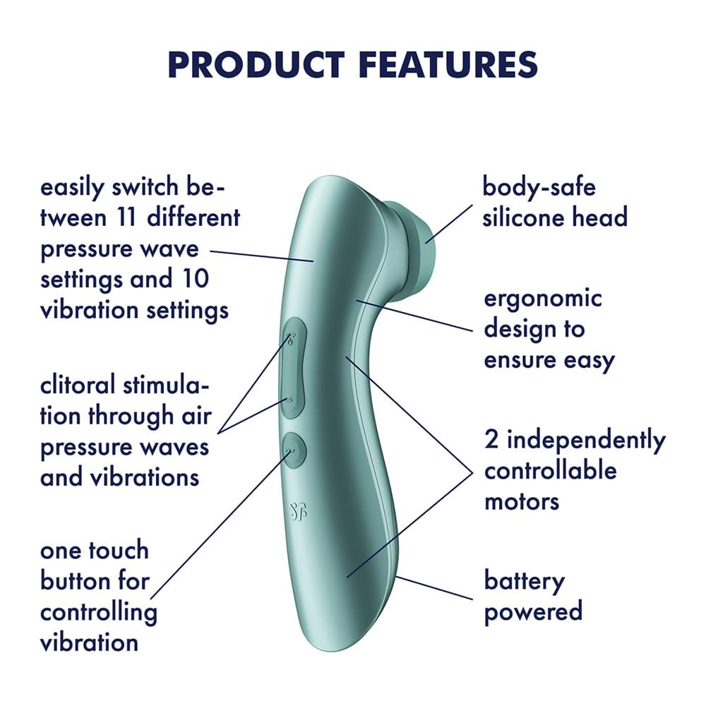 Satisfyer Pro 2+ Battery Series - Mint  Air Pulse Clitoral Stimulator with Vibration