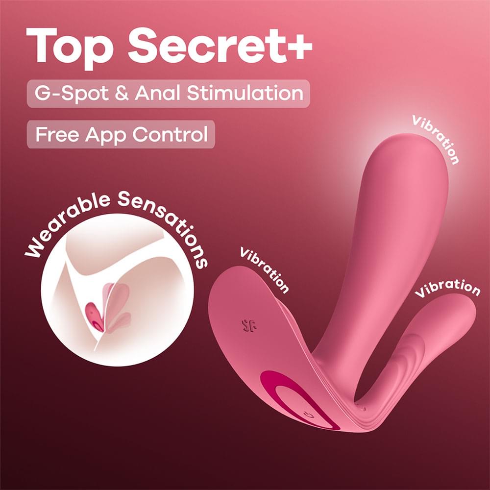 Satisfyer Top Secret+ Raspberry - Pink USB Rechargeable Wearable Vibrator with App Control