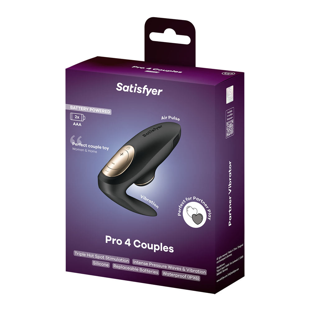 Satisfyer Pro 4 Couples - 電池系列 - 具有氣壓脈衝的 U 形情侶共用震動棒