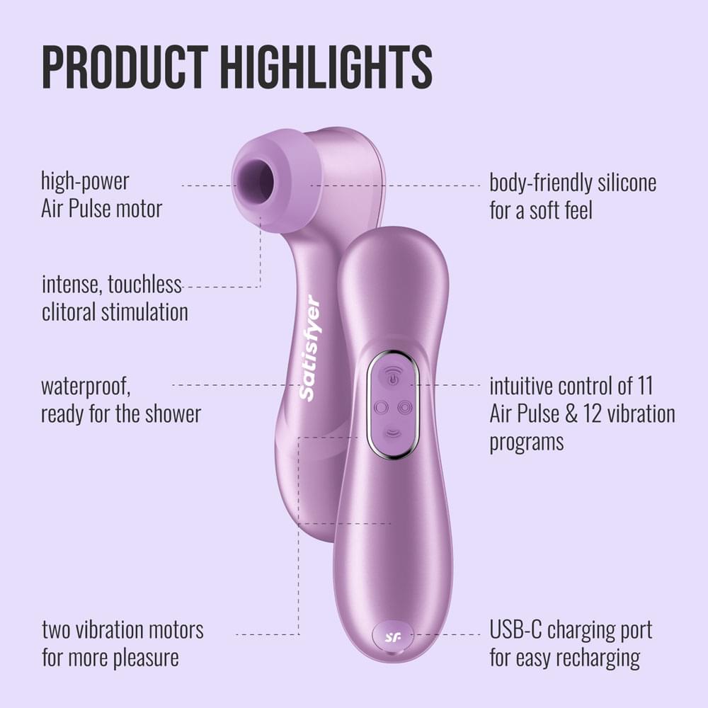 Satisfyer Pro 2 Generation 4 - Amethyst - Amethyst Touch-Free USB-C Rechargeable Clitoral Stimulator with App Control