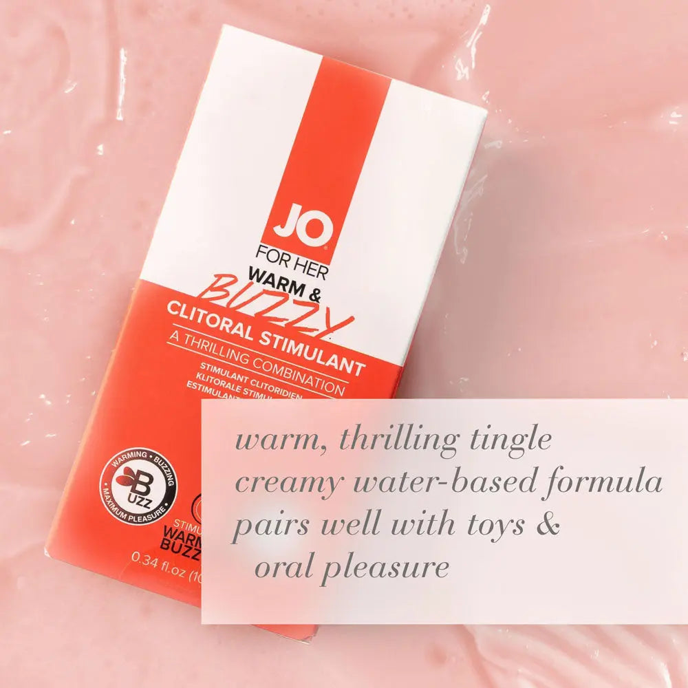 JO Warm & Buzzy Clitoral Stimulant - 10 mL - Warming Clitoral Stimulation Gel - 10 ml Tube JO Discreet Intimate Essentials.