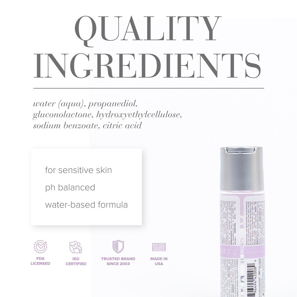 JO Agape Original Lube - 60 mL - Water Based Lubricant for Sensitive Skin - 60 ml Bottle ingredients on packaging