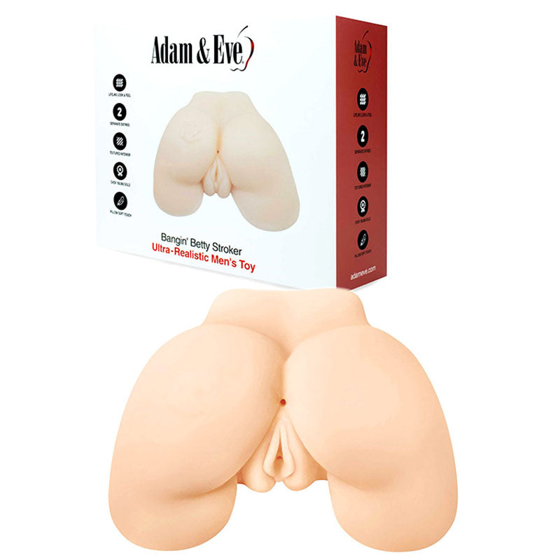 Adam & Eve Bangin' Betty -  Doggy-Style Masturbator with realistic openings for men's pleasure and easy cleaning.