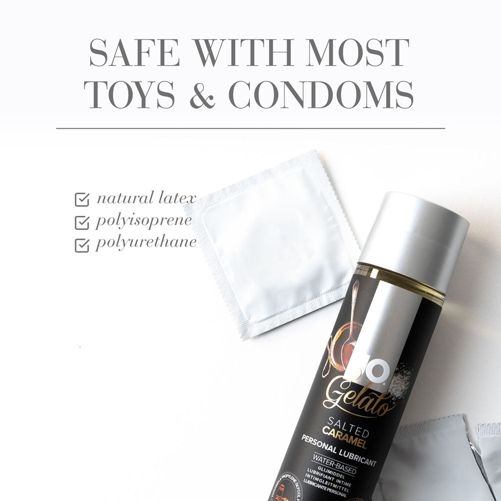 JO Gelato Salted Caramel Lube - 120 mL - Salted Caramel Flavoured Water Based Lubricant - 120 ml with condom