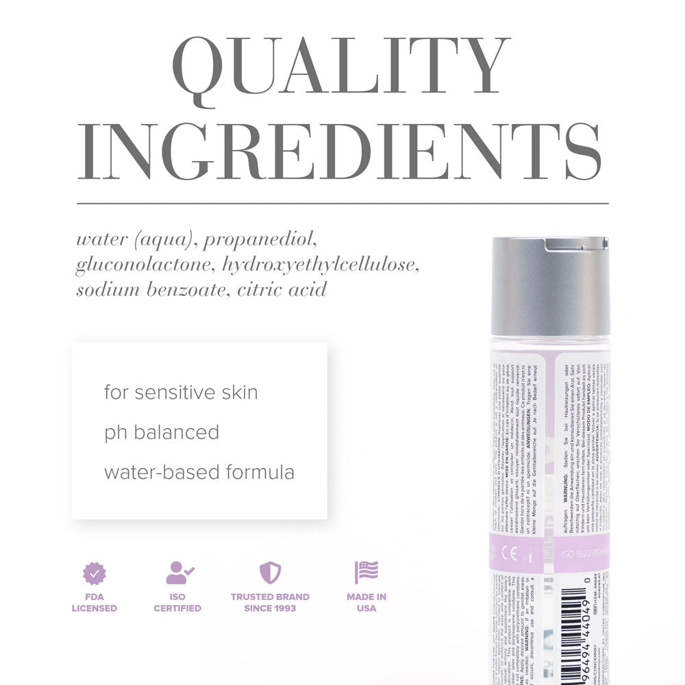 JO Agape Original Lube - 120 mL - Water Based Lubricant for Sensitive Skin - 120 ml Bottle quality ingredients list
