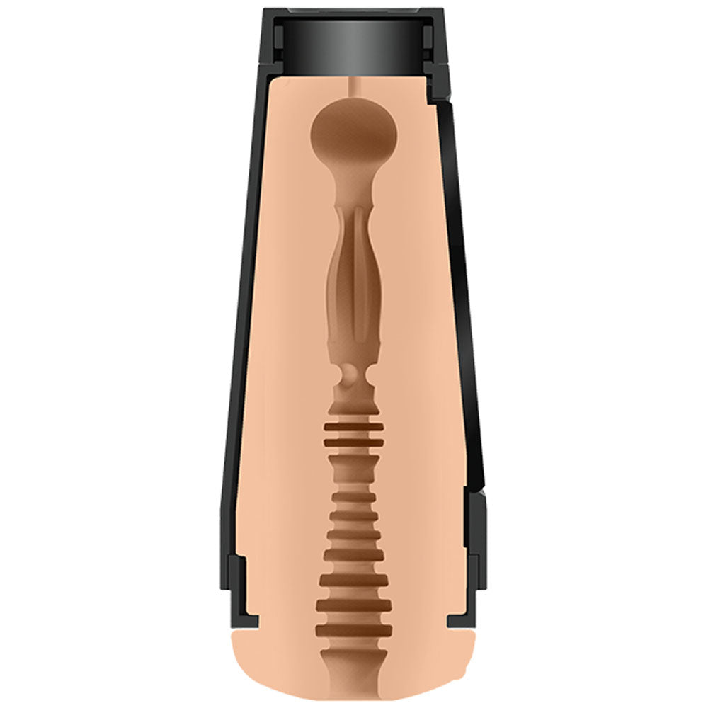 Main Squeeze - Stella Barey -  Vagina Stroker with a detailed view of its lifelike interior structure and hard outer case.