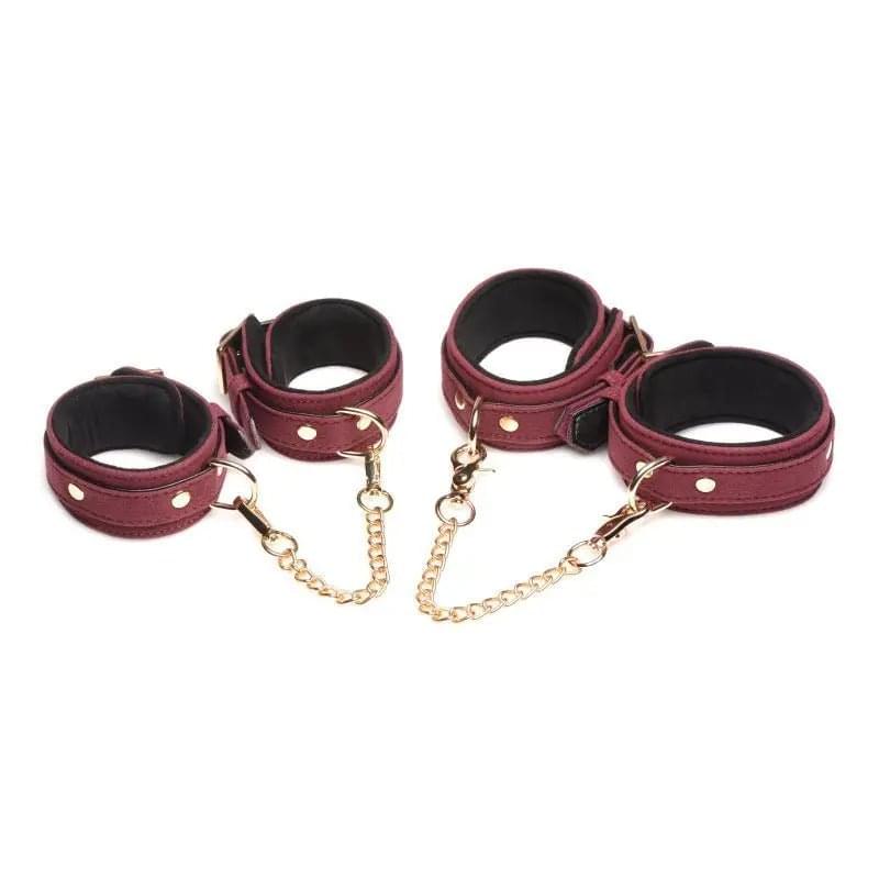 6 Pc Velvet Bondage Set Burgundy Master Series Discreet Intimate Essentials.