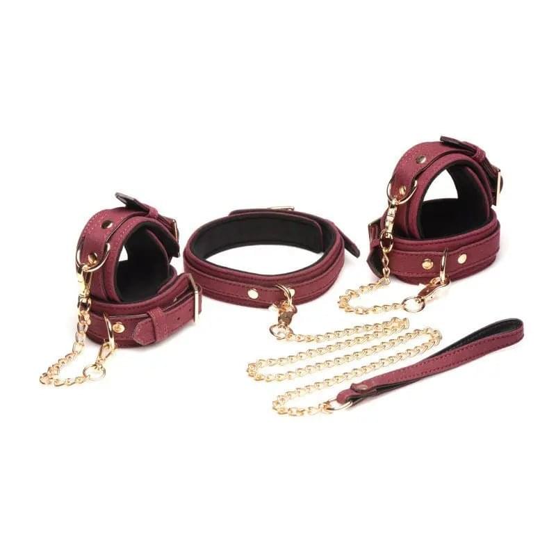 6 Pc Velvet Bondage Set Burgundy Master Series Discreet Intimate Essentials.