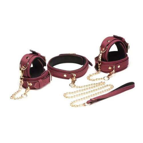 6 Pc Velvet Bondage Set Burgundy Master Series Discreet Intimate Essentials.
