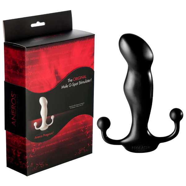 Progasm -  Ice -  Prostate Massager alongside packaging showcasing its sleek design for intense pleasure.