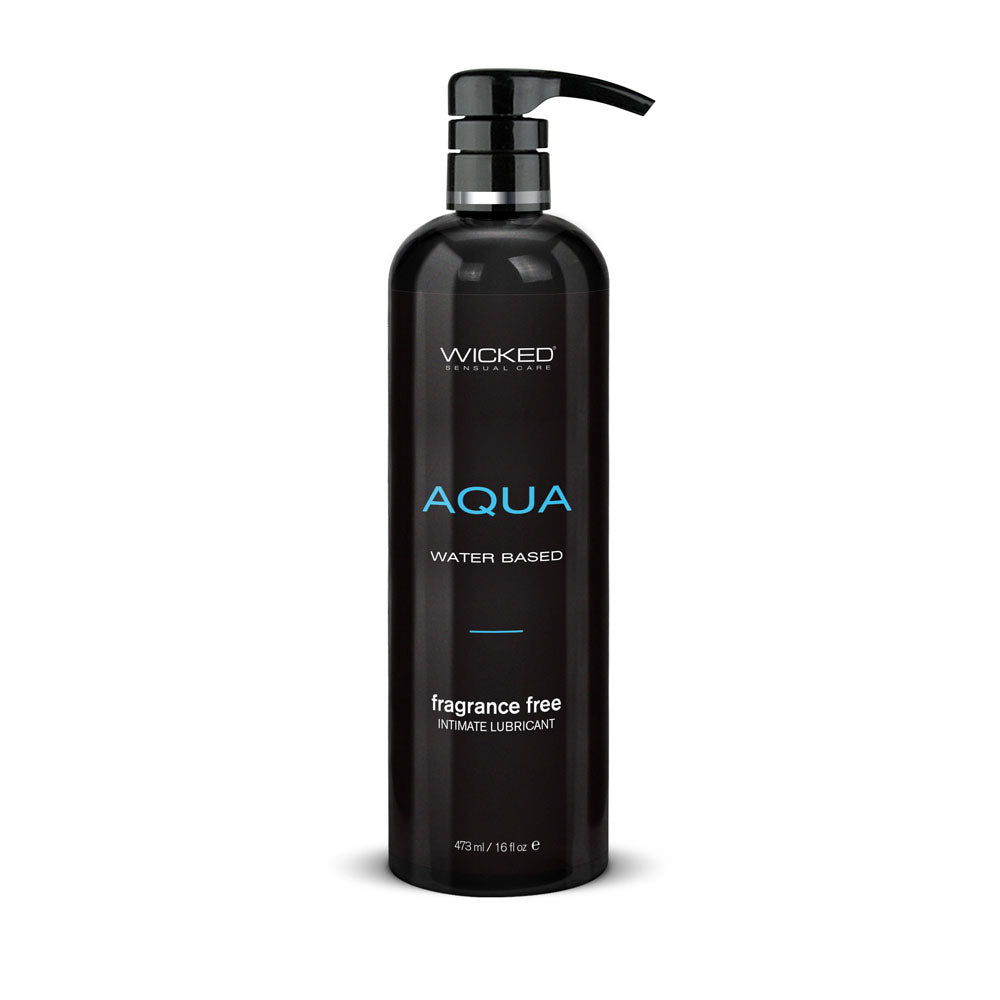 Wicked Aqua - Water Based Lubricant - 476 ml (16 oz) Bottle for intimate essentials, fragrance free, vegan friendly.
