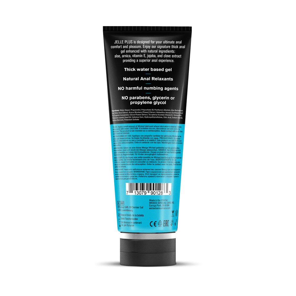 Wicked Jelle Plus - Relaxing Water Based Anal Lubricant - 240 ml Bottle, thick water based gel for anal comfort.