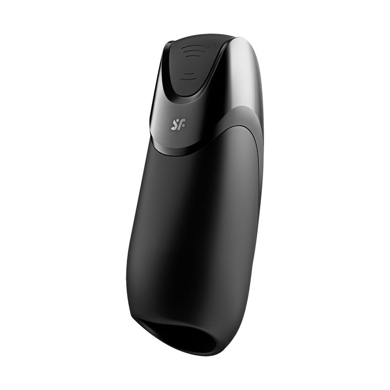 Satisfyer Men Vibration+ in sleek black design, a usb rechargeable vibrating masturbator for enhanced pleasure.
