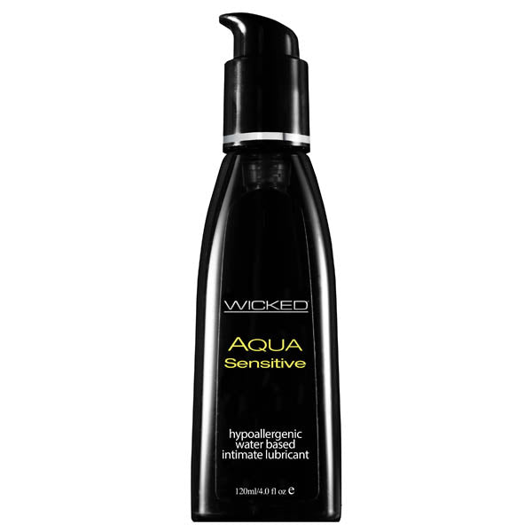 Wicked Aqua Sensitive - Water Based Lubricant - 120 ml (4 oz) Bottle with pump dispenser for intimate use