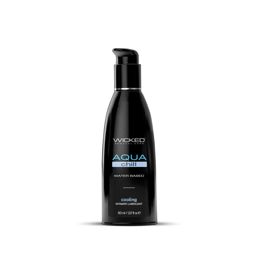 Wicked Aqua Chill - Cooling Water Based Lubricant - 60 ml (2 oz) Bottle on a white background.