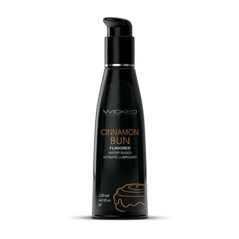 Wicked Aqua Cinnamon Bun - Cinnamon Bun Flavoured Water Based Lubricant - 120 ml (4 oz) Bottle Wicked Discreet Intimate Essentials.