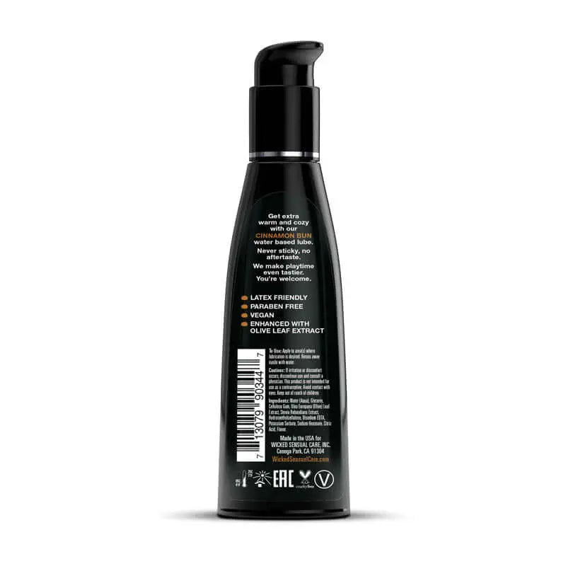 Wicked Aqua Cinnamon Bun - Cinnamon Bun Flavoured Water Based Lubricant - 120 ml (4 oz) Bottle Wicked Discreet Intimate Essentials.