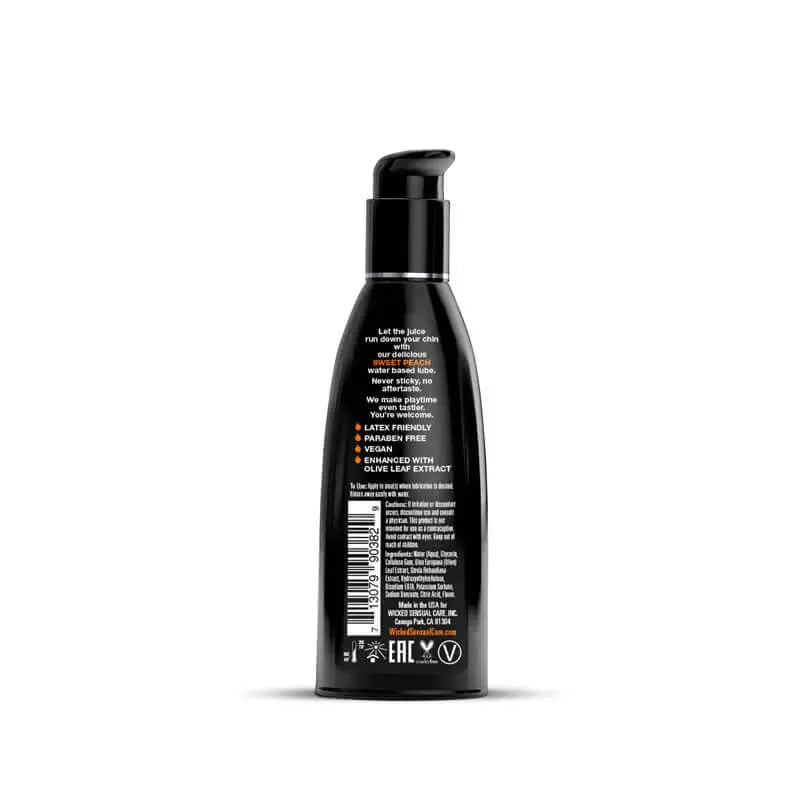 Wicked Aqua Sweet Peach - Sweet Peach Flavoured Water Based Lubricant - 60 ml (2 oz) Bottle Wicked Discreet Intimate Essentials.
