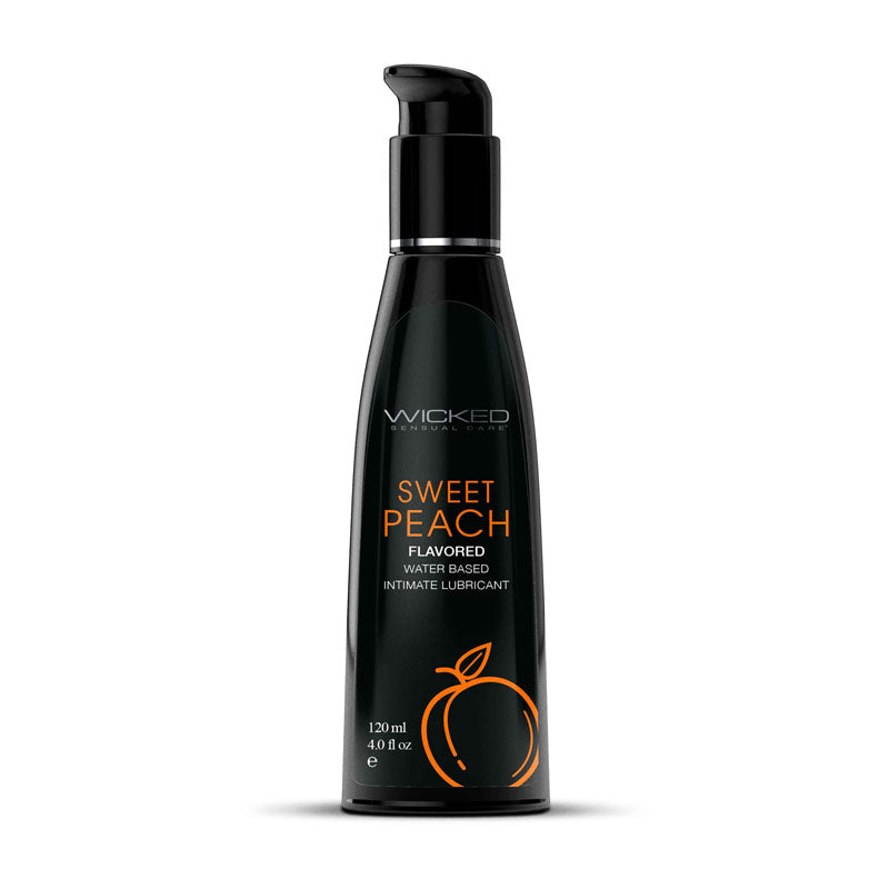 Wicked Aqua Sweet Peach - peach flavored water-based lubricant in a 120 ml bottle for enhanced intimacy.