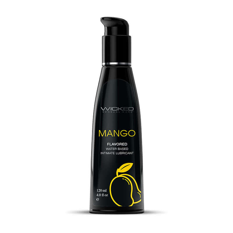 Wicked Aqua Mango - mango flavored water based lubricant in a 120 ml bottle for sensual enjoyment