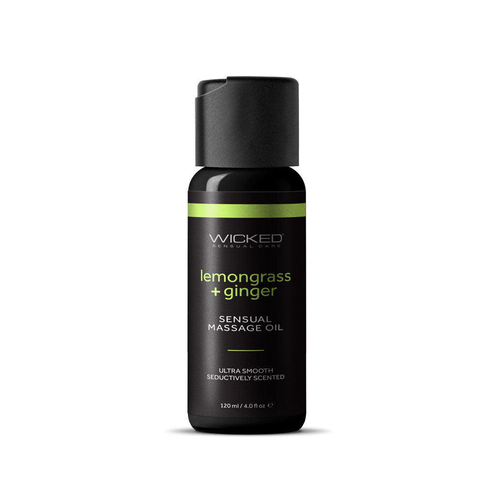 Wicked Sensual Massage Oil in 120 ml tube, featuring lemongrass ginger massage oil for an uplifting experience.
