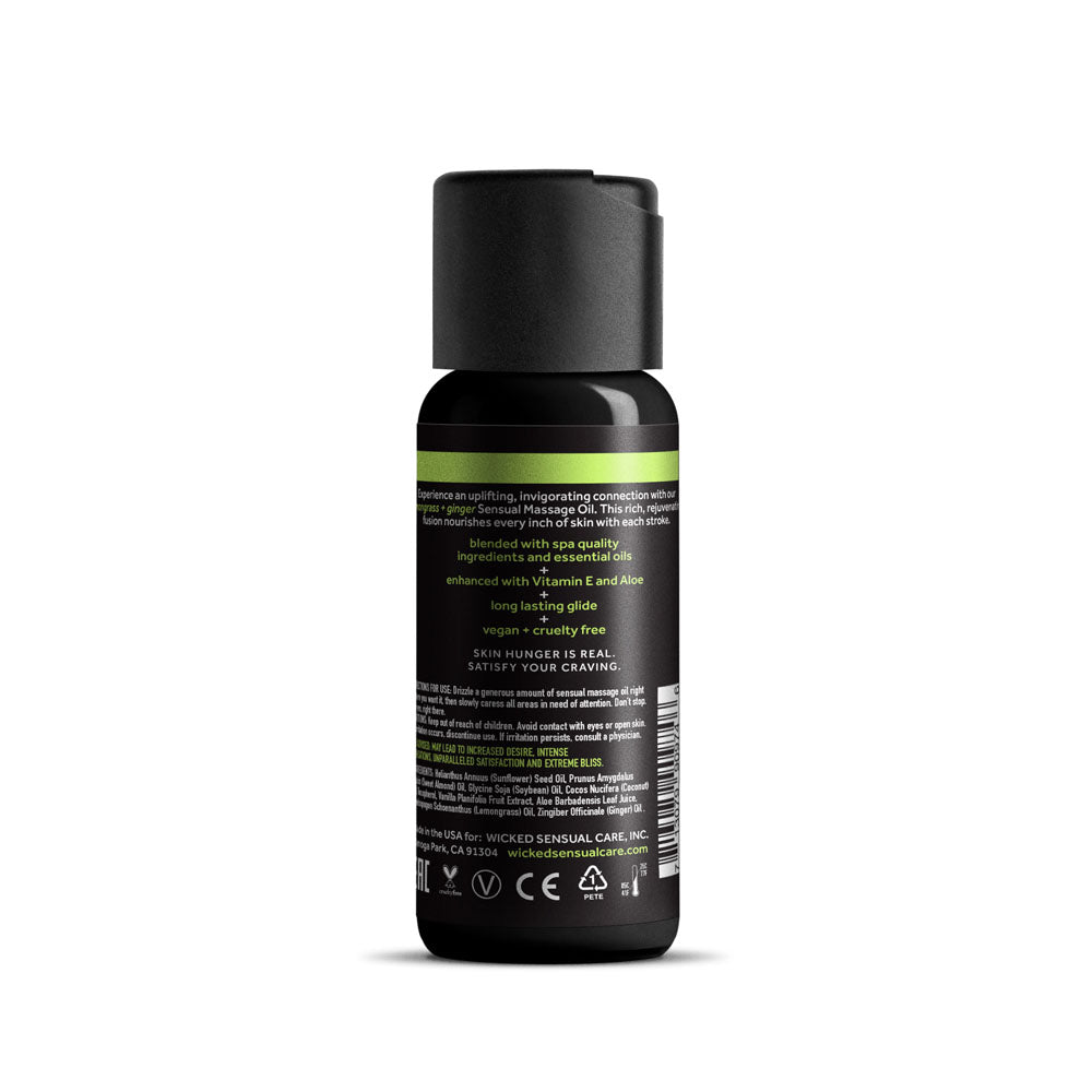 Wicked Sensual Massage Oil - Lemongrass Ginger Massage Oil in 120 ml tube, enriched with Vitamin E and Aloe.