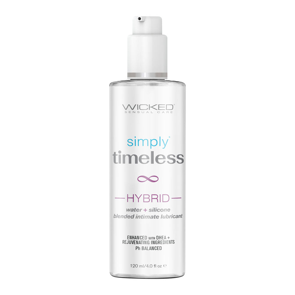Wicked Simply Timeless Hybrid - Hybrid Lubricant - 120 ml (4 oz) Bottle in a clear bottle with pump.