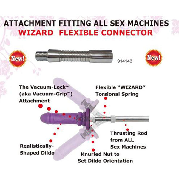 MyWorld Wizard Flexible Connector - Attachement for MyWorld sex machines with flexible spring and dildo.