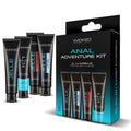 Wicked ANAL ADVENTURE KIT - Mixed Jelle Anal Lubricants 30 ml Bottles - 4 Pack displayed with four lubricant tubes.