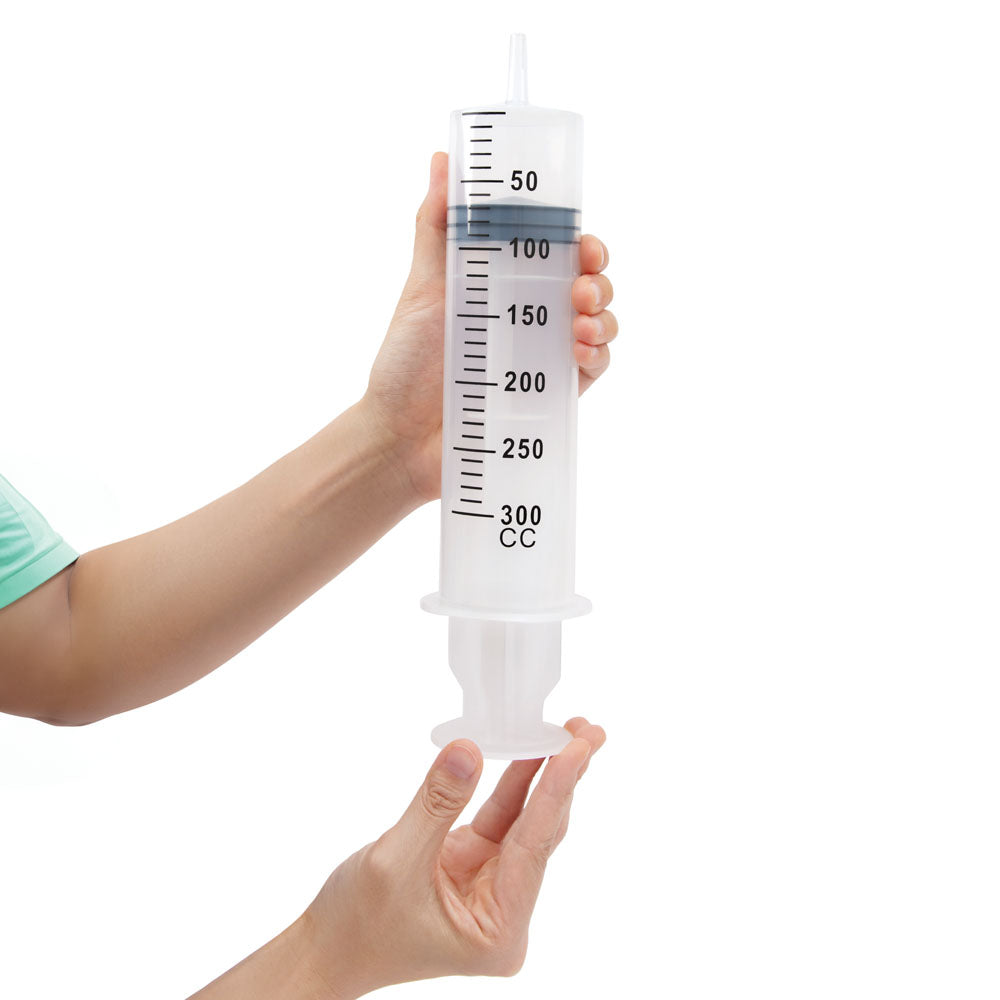 AquaClean 300ml Enema Syringe - 300 ml Capacity with Free Travel Douche Included in hand for intimate hygiene.
