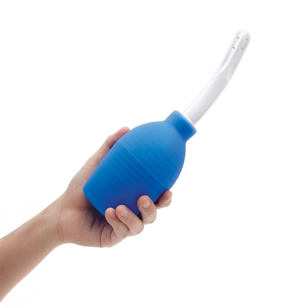 AquaClean Medical Grade Douche Set with 1-Way Valve - 310 ml Capacity with Free Travel Douche Included in hand.