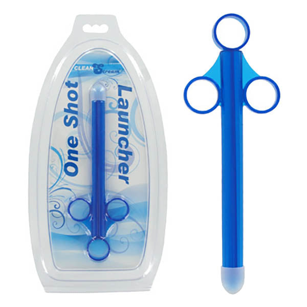 CleanStream One Shot Launcher - Lube Shooter in blue packaging, designed for easy one-handed use.