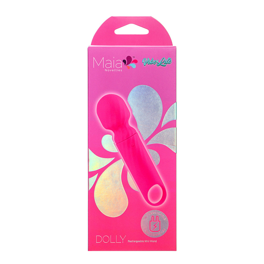 Maia DOLLY -  -  12.7 cm USB Rechargeable Massage Wand packaging display in vibrant pink.