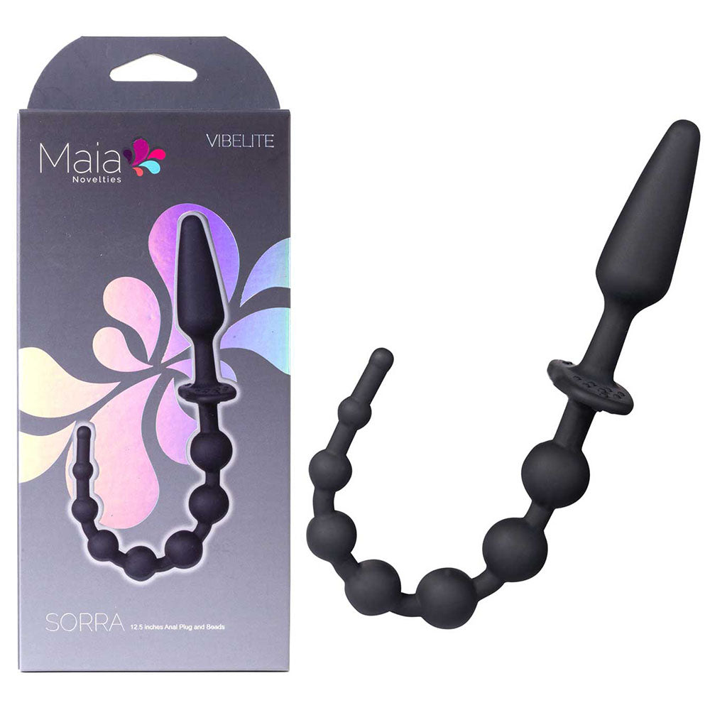 Maia SORRA - Anal Plug with Beads packaged with description of its features and design.