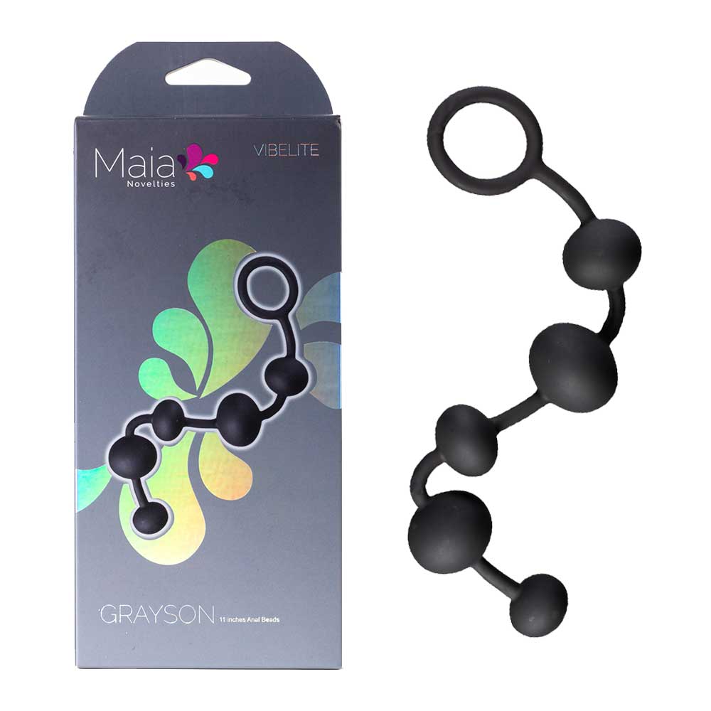 Maia GRAYSON - 16.5 cm Anal Beads with packaging design and multi-size beads for intimate essentials.