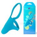 Maia GRIFFIN -  Silicone Cock Ring displayed with packaging showcasing its blue color and double ring design.