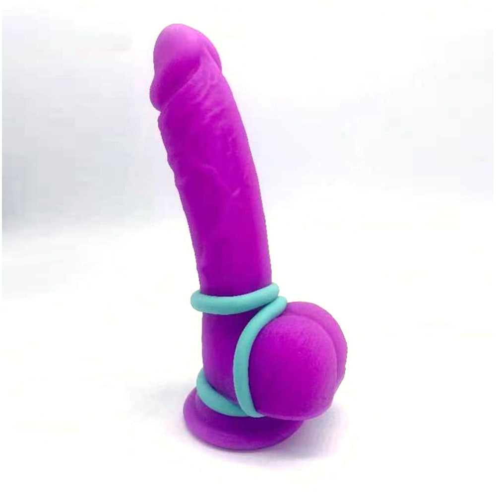 Maia HAZEY -  Pot Leaf Cock Rings - Set of 3 - Purple silicone penis with blue rings