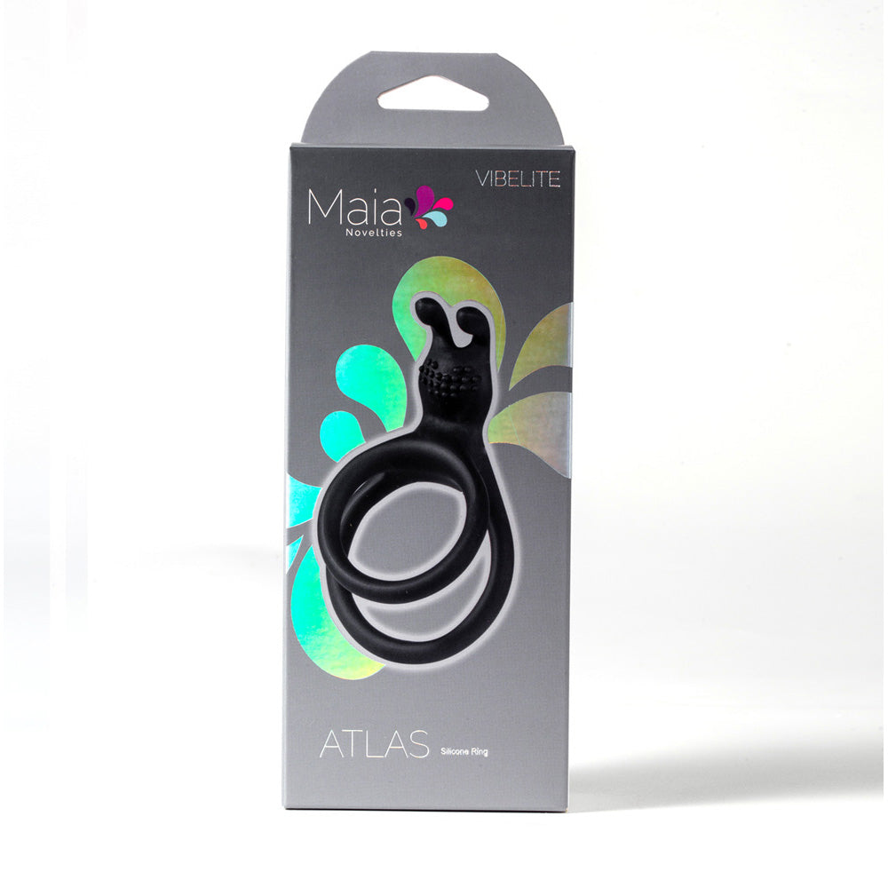 Maia ATLAS - Cock & Balls Ring packaging showcasing a dual ring design for enhanced pleasure.